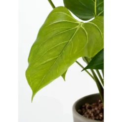 Kunstplant Anthurium - rood - in grijze pot - 40 cm