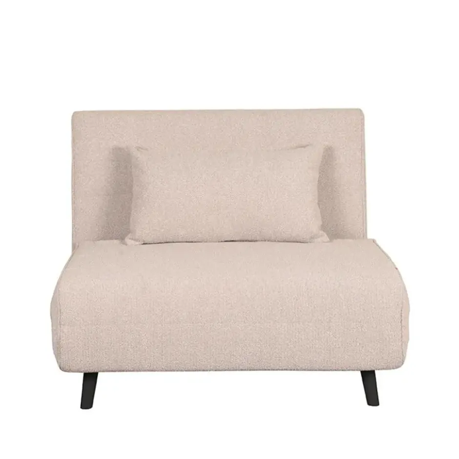 LABEL51 Slaapbank Single Bouclé Naturel/Zwart