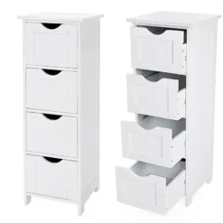 Ladekast - badkamer - 4 vakken - 30x82x30 cm - wit