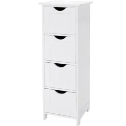Ladekast - badkamer - 4 vakken - 30x82x30 cm - wit