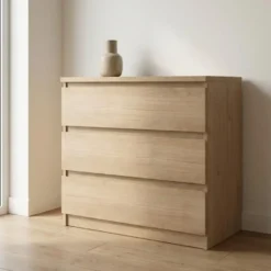 Ladekast - 3 Lades - Licht Naturel Hout - 77x50x68cm - Ylva