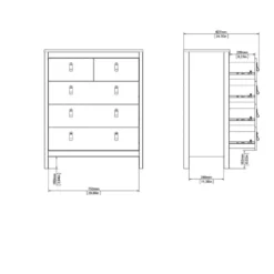 Ladekast Madeira - zwart - 99x82x38 cm