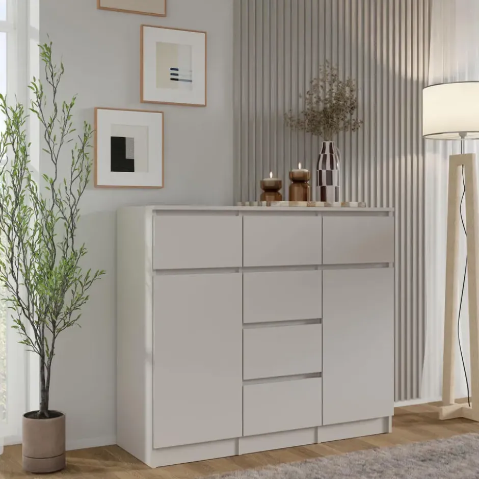 Ladekast Maja kasjmier mat 120 cm – 2 deuren, 6 lades, modern design
