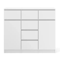 Ladekast Maja wit mat 120 cm – 2 deuren, 6 lades, modern design