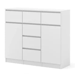 Ladekast Maja wit mat 120 cm – 2 deuren, 6 lades, modern design