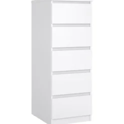 Ladekast Naia hoog 5 lades - hoogglans wit - 111,3x40,2x50 cm