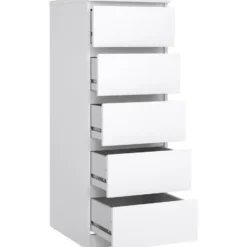 Ladekast Naia hoog 5 lades - hoogglans wit - 111,3x40,2x50 cm