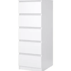 Ladekast Naia hoog 5 lades - hoogglans wit - 111,3x40,2x50 cm