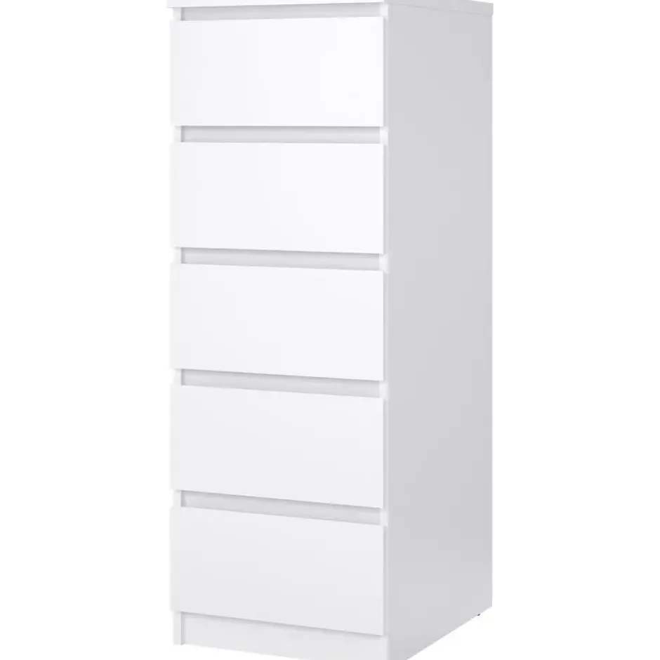 Ladekast Naia hoog 5 lades - hoogglans wit - 111,3x40,2x50 cm