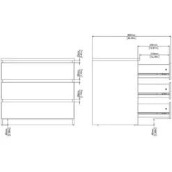 Ladekast Naia 3 lades - eikenkleur - 70,1x77x50 cm