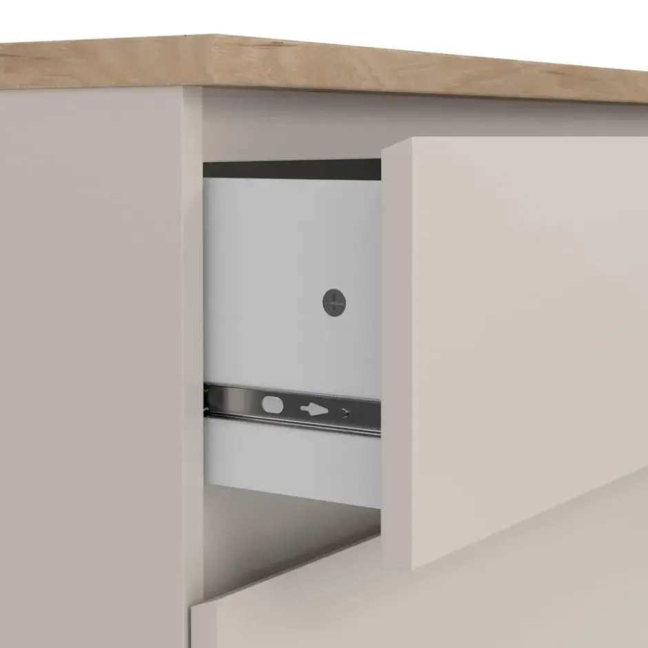 Ladekast Naia 3 lades - greige/eiken - 70,1x77x50 cm