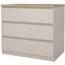 Ladekast Naia 3 lades - greige/eiken - 70,1x77x50 cm