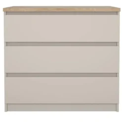 Ladekast Naia 3 lades - greige/eiken - 70,1x77x50 cm