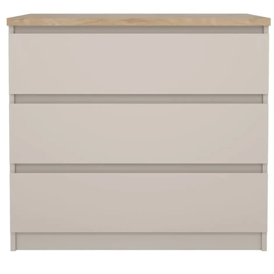 Ladekast Naia 3 lades - greige/eiken - 70,1x77x50 cm