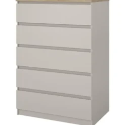 Ladekast Naia 5 lades - greige/eiken - 111,3x77x50 cm