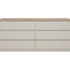 Ladekast Naia 6 lades - greige/eiken - 70,1x153,6x50 cm