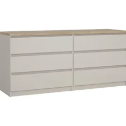 Ladekast Naia 6 lades - greige/eiken - 70,1x153,6x50 cm