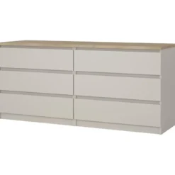 Ladekast Naia 6 lades - greige/eiken - 70,1x153,6x50 cm