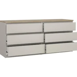Ladekast Naia 6 lades - greige/eiken - 70,1x153,6x50 cm