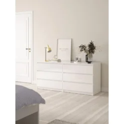 Ladekast Naia 6 lades - hoogglans wit - 70x153,6x50 cm