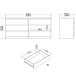 Ladekast Naia 6 lades - hoogglans wit - 70x153,6x50 cm