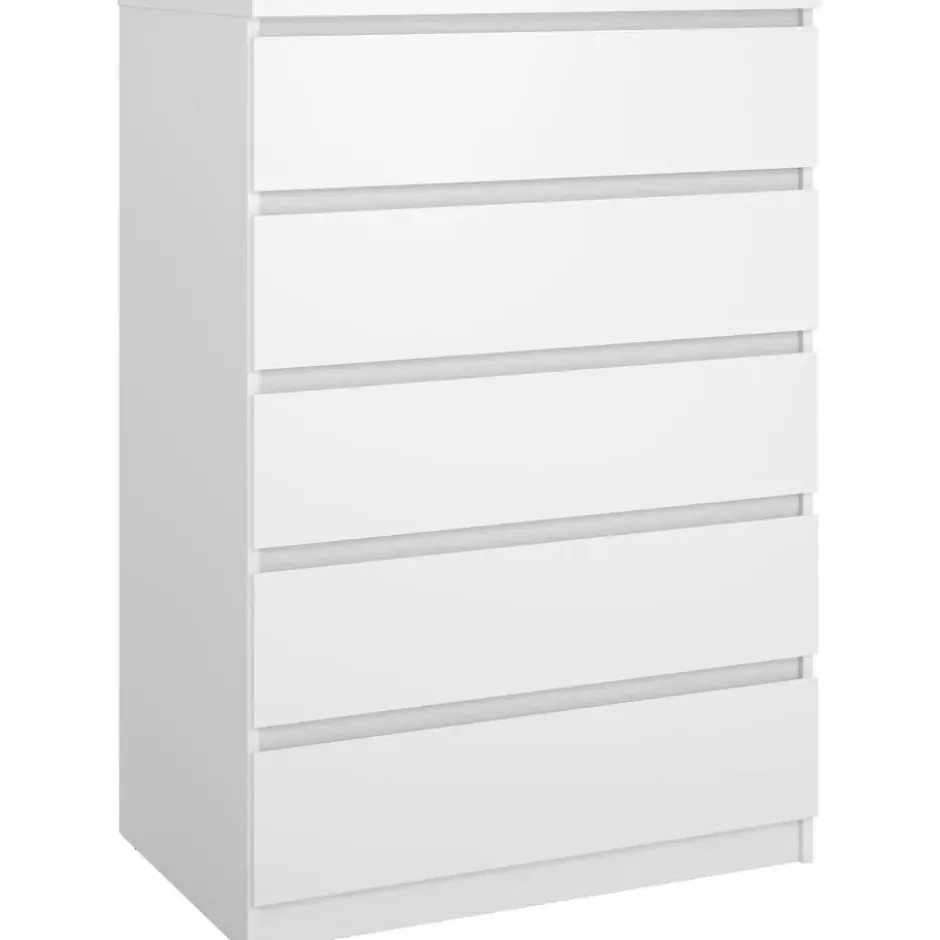 Ladekast Naia 5 lades - hoogglans wit - 111,3x76,8x50 cm