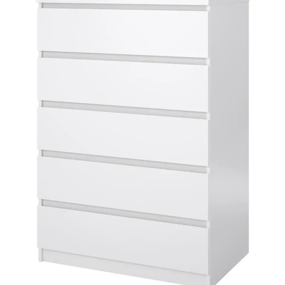 Ladekast Naia 5 lades - hoogglans wit - 111,3x76,8x50 cm