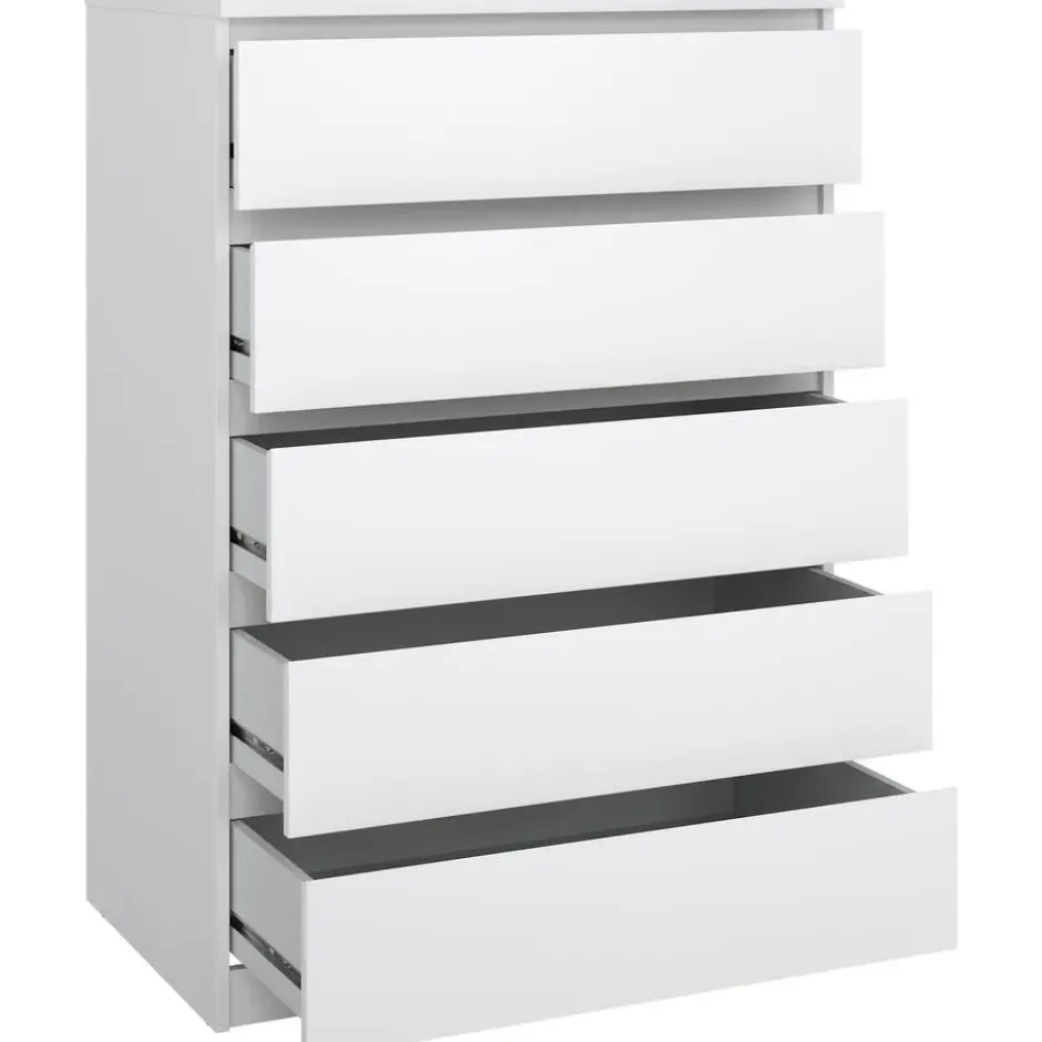 Ladekast Naia 5 lades - hoogglans wit - 111,3x76,8x50 cm