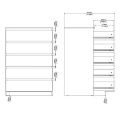 Ladekast Naia 5 lades - hoogglans wit - 111,3x76,8x50 cm