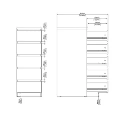 Ladekast Naia - 5 lades - mat zwart - 111,3x40,2x50 cm