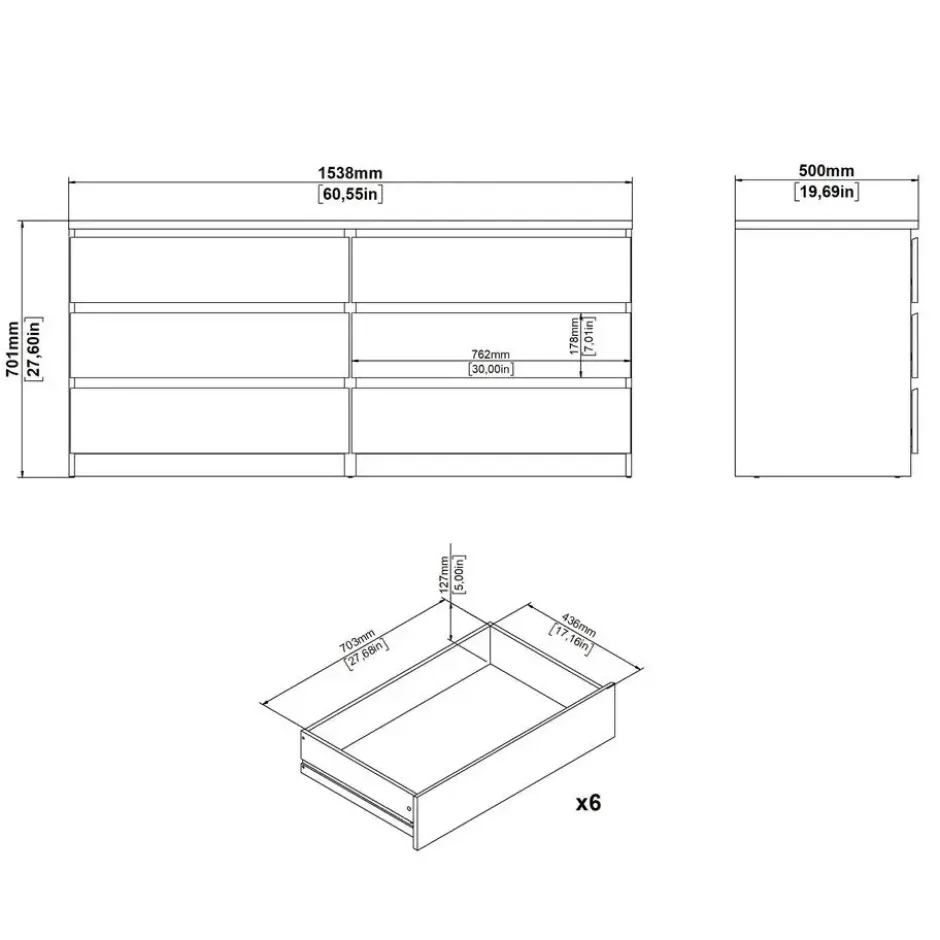 Ladekast Naia - 6 lades - mat zwart