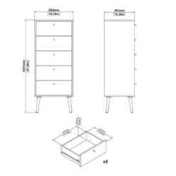 Ladekast Wit - 50x39x120cm - Bodo