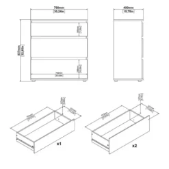Ladekast Wit - 80x40x85cm - Nova