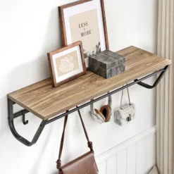 Lange Kapstok voor de Muur of Wand - 90 cm Lang - Essenhout bruin