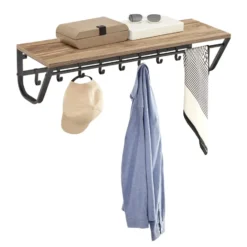 Lange Kapstok voor de Muur of Wand - 90 cm Lang - Essenhout bruin
