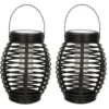 Lantaarn - 2 stuks - solar - tuinverlichting - zwart - 19 cm