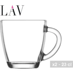 LAV Koffie/thee glazen - 2x stuks - glas - 230 ml