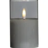 Led kaars in glas - grijs - 12,5xØ7,5 cm