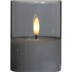 Led kaars in glas - grijs - 10xØ7,5 cm