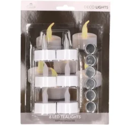 LED waxinelichtjes gele vlam 6x stuks