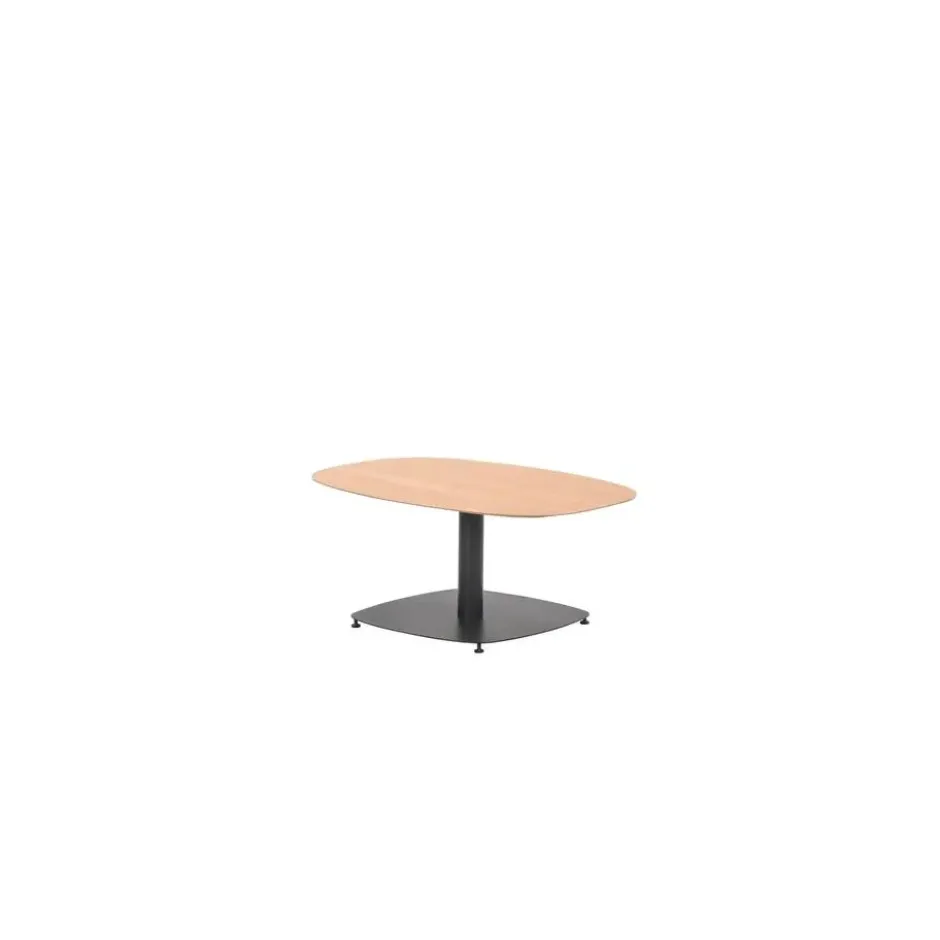 Leon bijzettafel - aluminium - carbon black-light teak look-100x70 cm