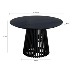 Lewis & Loft Eettafel Levi – Rond – Ø120 cm – Zwart