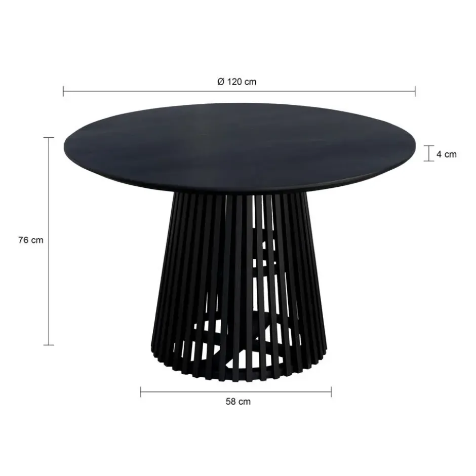 Lewis & Loft Eettafel Levi – Rond – Ø120 cm – Zwart