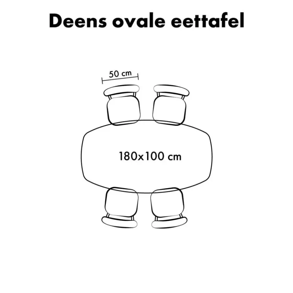 Lewis & Loft Eettafel Luna – Deens ovaal – 180 x 100 cm – Bruin