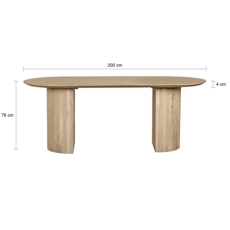 Lewis & Loft Eettafel Lynn - Ovaal - Mangohout - 200x90cm - Naturel
