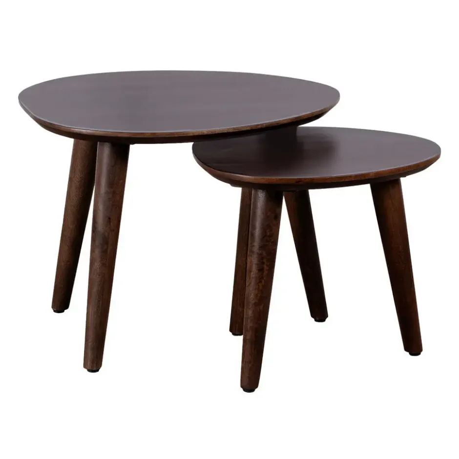 Lewis & Loft Salontafel Lela - FSC® - Walnoot bruin - Set van 2