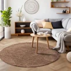 Life Basic Shaggy Rond Vloerkleed Hoogpolig Caramel - 160 CM Ø