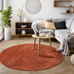 Life Basic Shaggy Rond Vloerkleed Hoogpolig Terra - 200 CM Ø