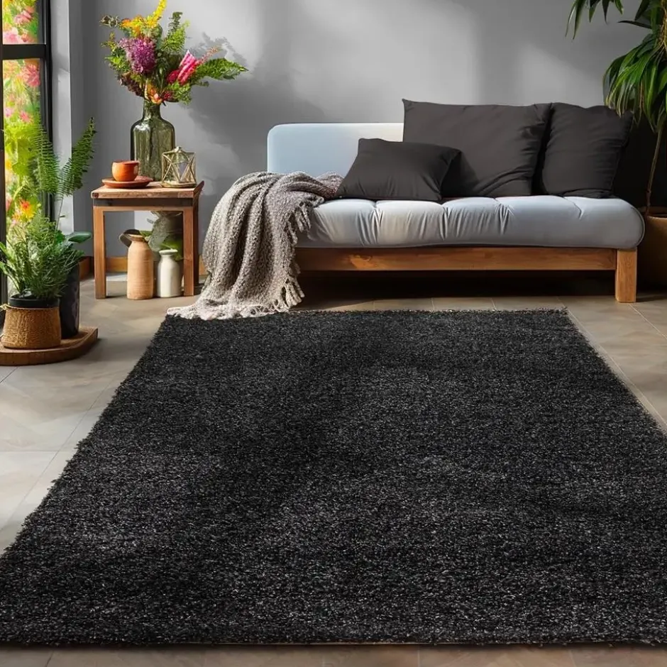 Life Basic Shaggy Vloerkleed Hoogpolig Antraciet - 200x290 CM
