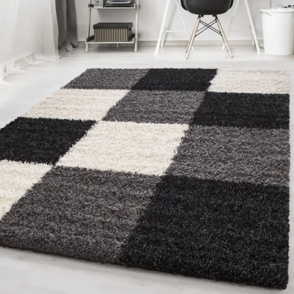 Life Basic Shaggy Vloerkleed Hoogpolig Zwart Wit - 160x230 CM